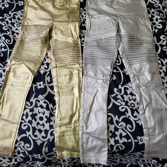Gold and Silver Metallic Moto Leggings Small - Picture 4 of 6